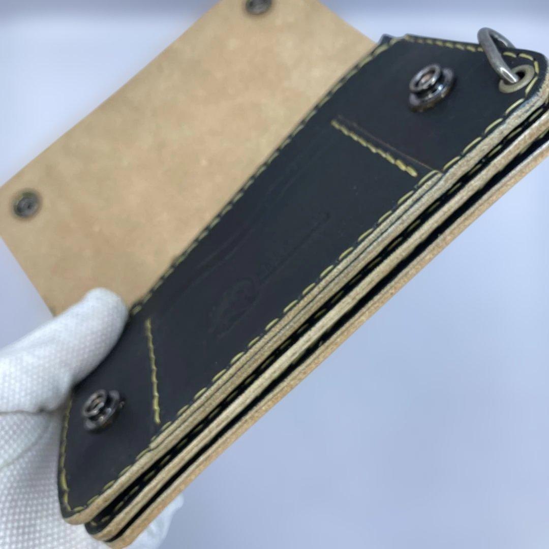 週末限定セール 無骨 本革 丘染めブラック ロングトラッカーウォレット/長財布