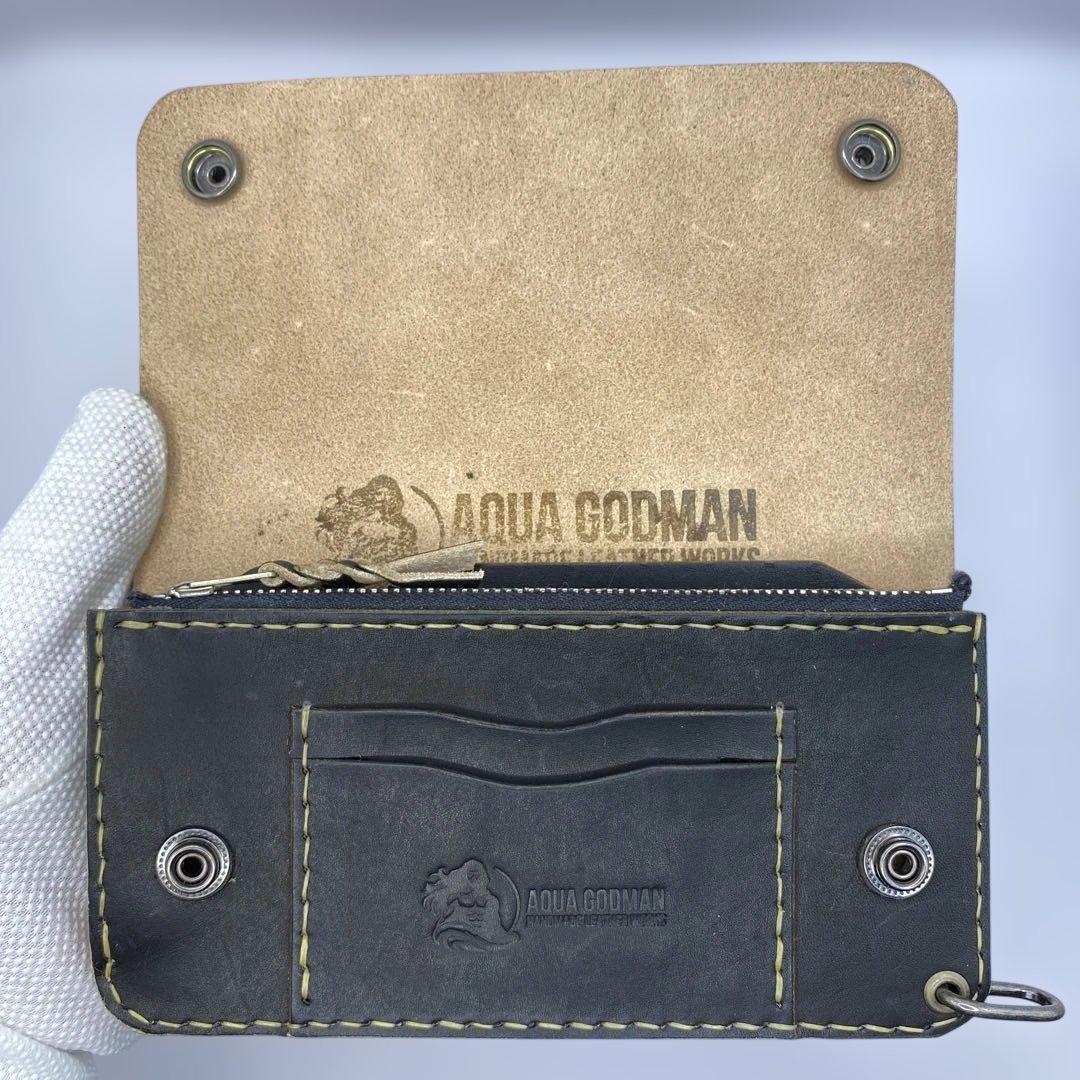 週末限定セール 無骨 本革 丘染めブラック ロングトラッカーウォレット/長財布