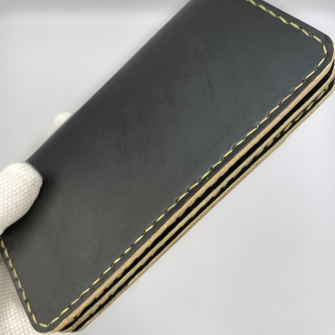 週末限定セール 無骨 本革 丘染めブラック ロングトラッカーウォレット/長財布
