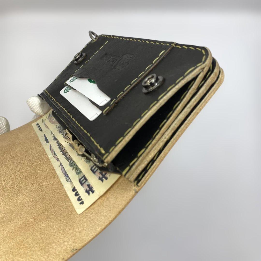 週末限定セール 無骨 本革 丘染めブラック ロングトラッカーウォレット/長財布