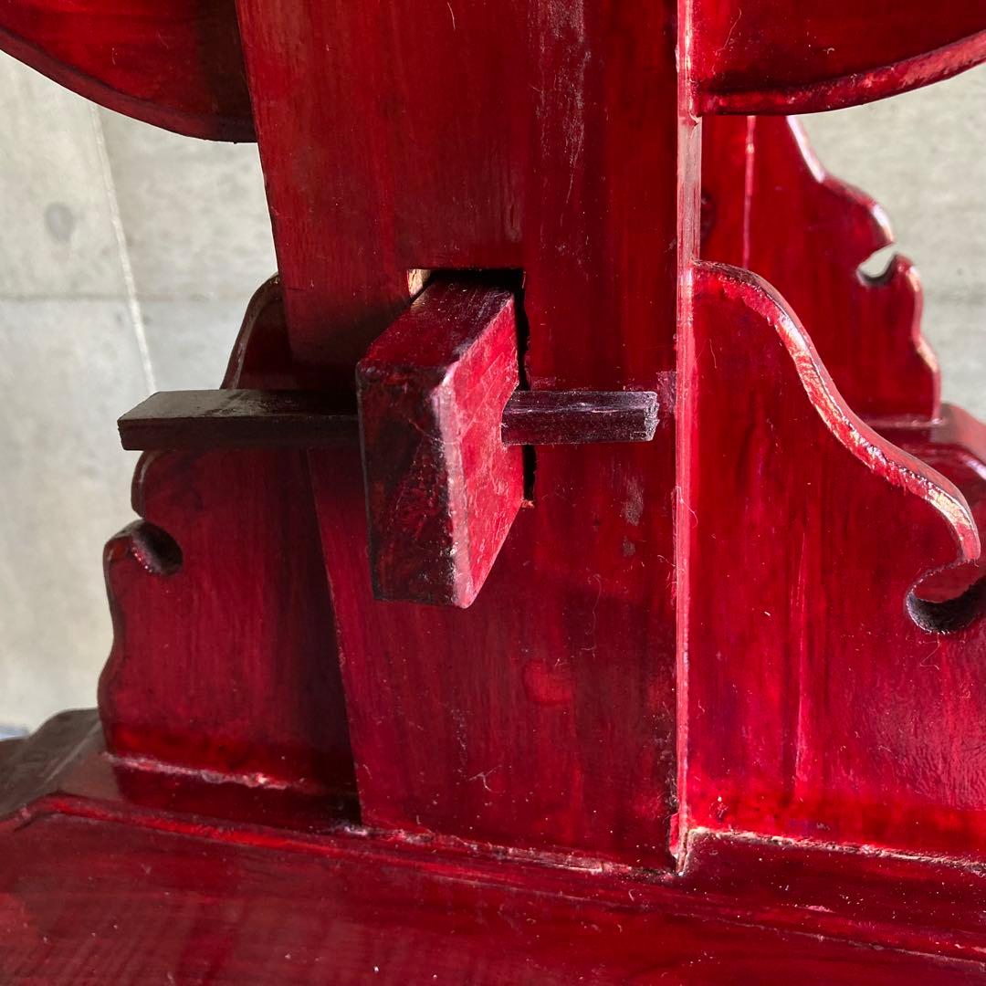 太鼓台 宮台 長胴太鼓 和太鼓 台座 スタンド 木製 楔 朱塗り 和風 レトロ