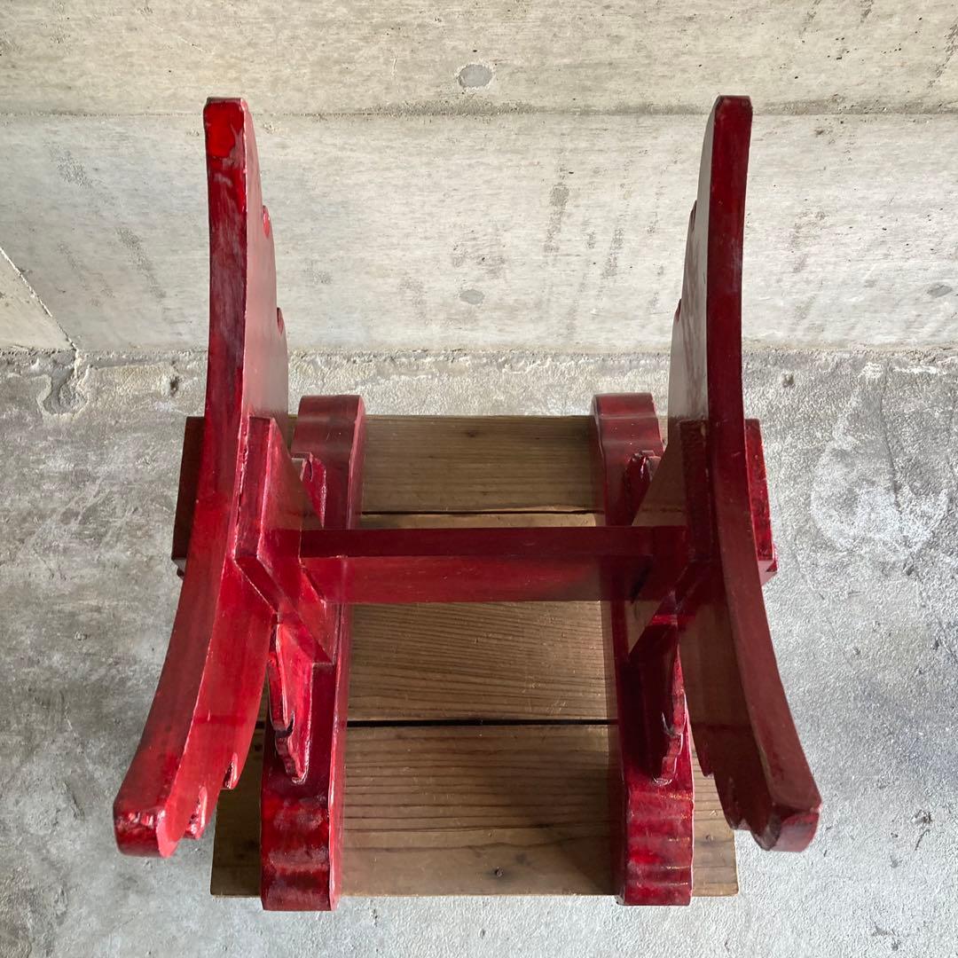 太鼓台 宮台 長胴太鼓 和太鼓 台座 スタンド 木製 楔 朱塗り 和風 レトロ