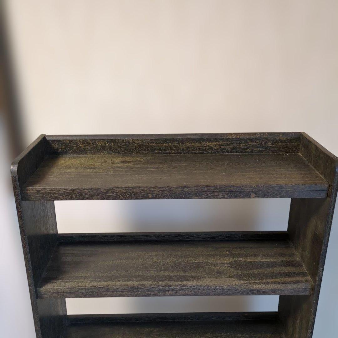 アンティークダークグリーン木製5段本棚　オープンラック