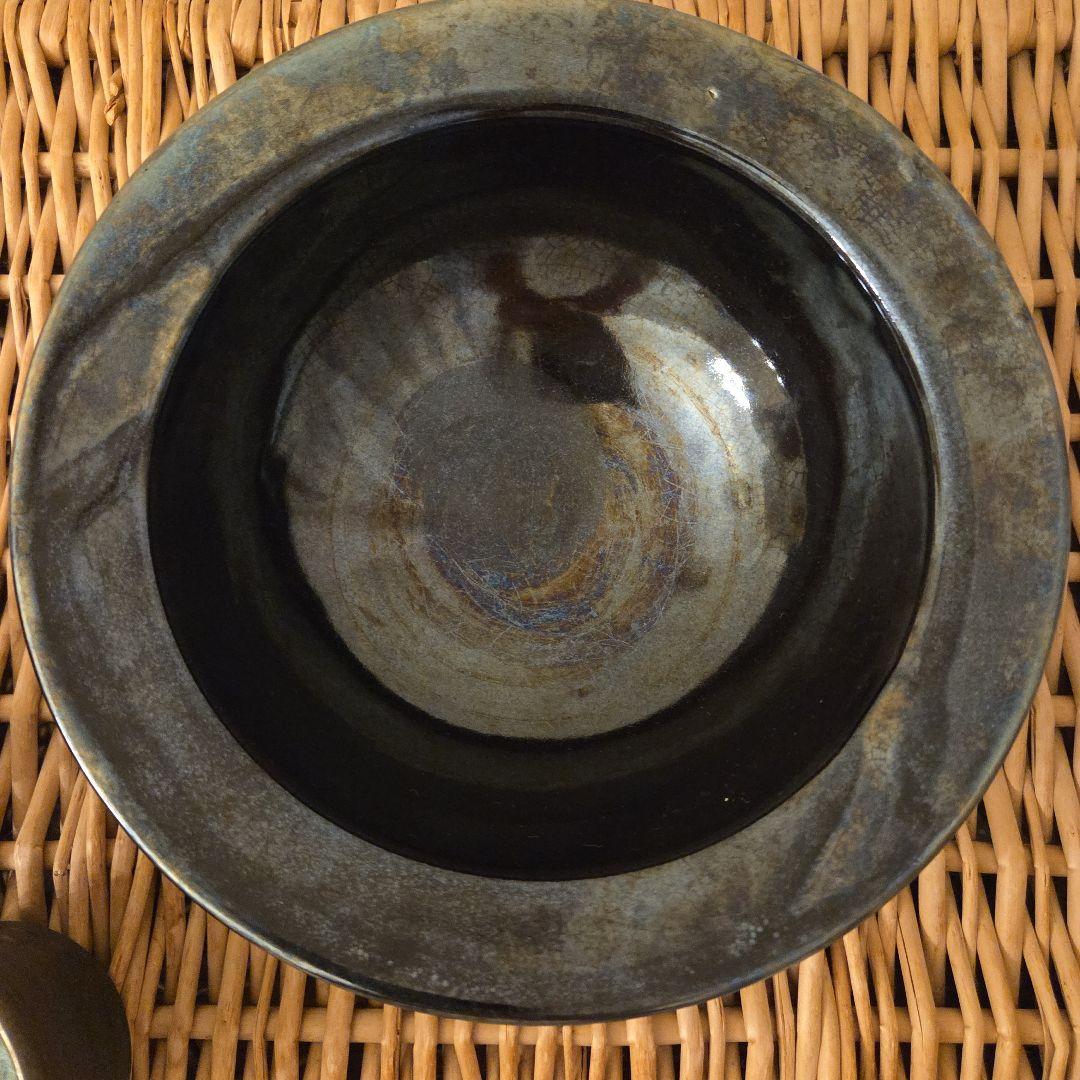 田中恒子　陶器の器鉢セット 濃紺　孔雀釉