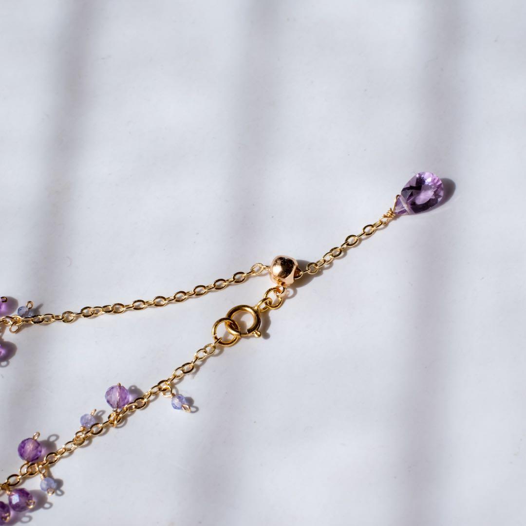 14kgfパープルオニキス✖️MOP✖️水晶ブレスレット