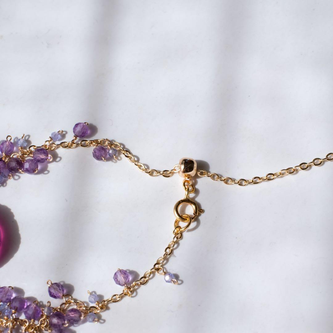 14kgfパープルオニキス✖️MOP✖️水晶ブレスレット