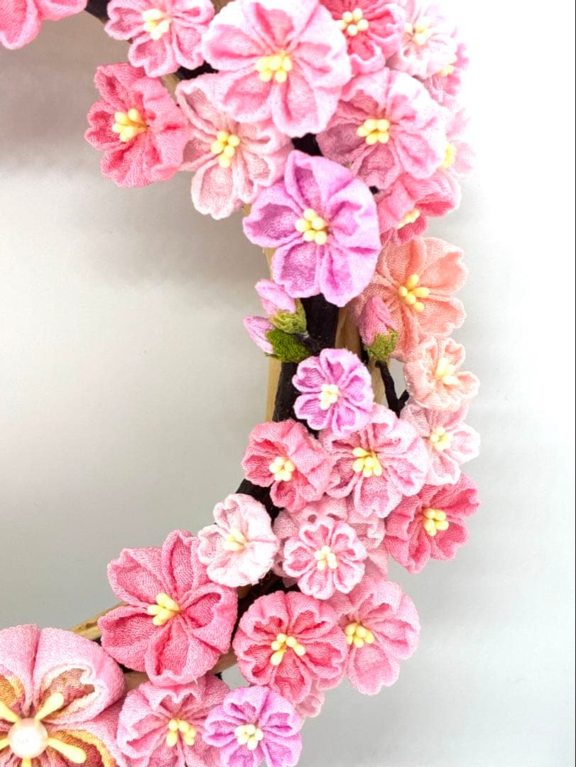つまみ細工　桜のリース