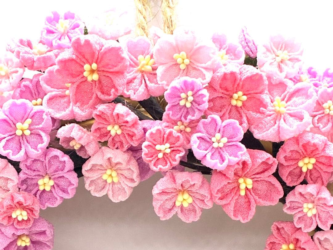 つまみ細工　桜のリース