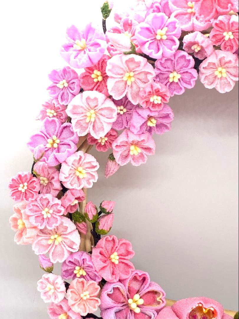 つまみ細工　桜のリース