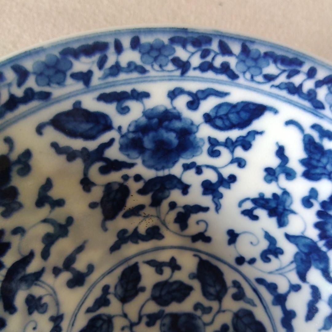 水*蓉様 景徳鎮　青華　草花紋様碗