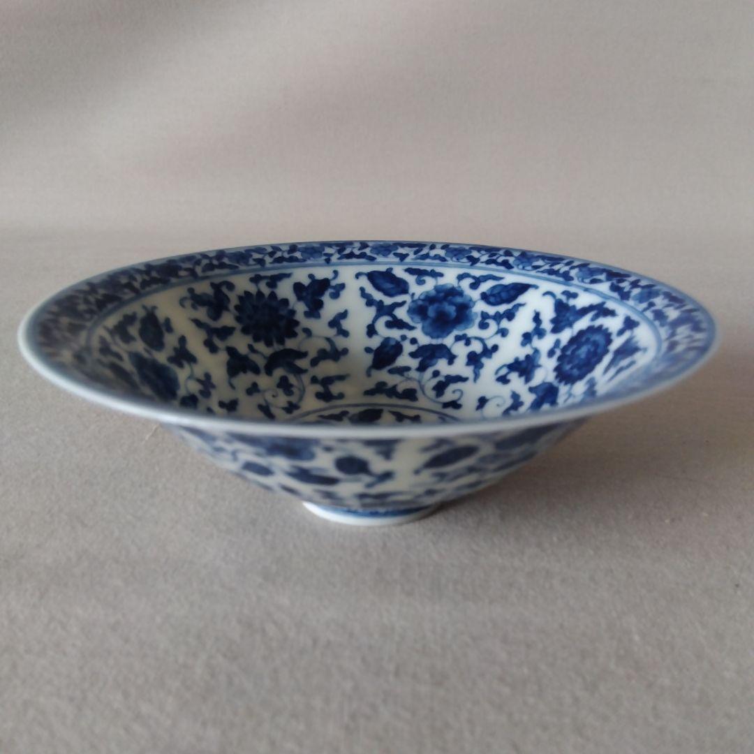 水*蓉様 景徳鎮　青華　草花紋様碗