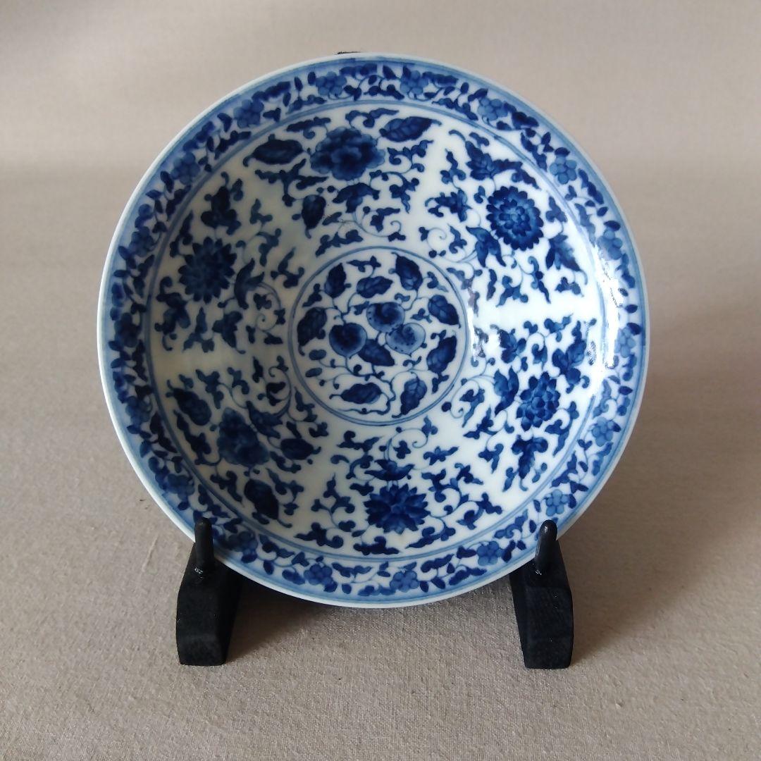 水*蓉様 景徳鎮　青華　草花紋様碗