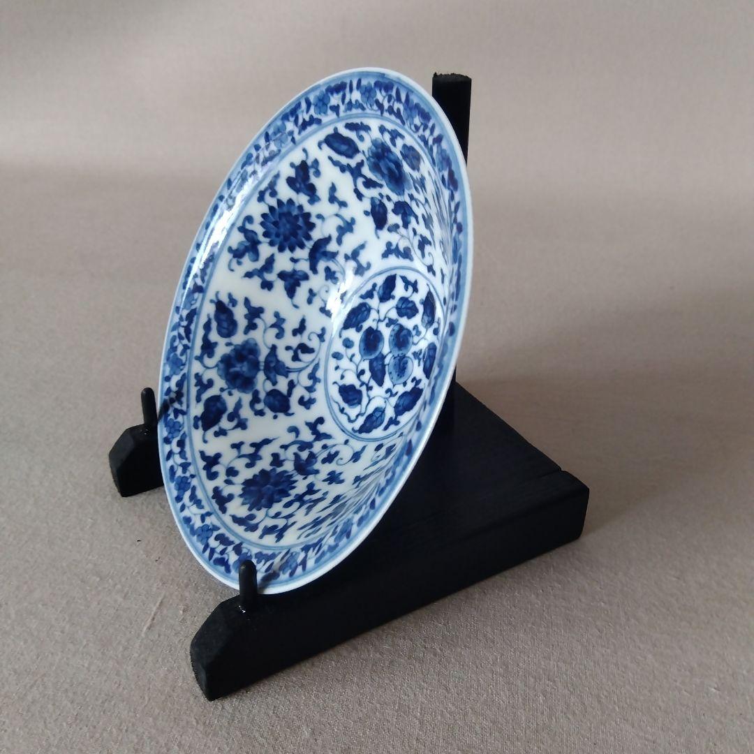 水*蓉様 景徳鎮　青華　草花紋様碗