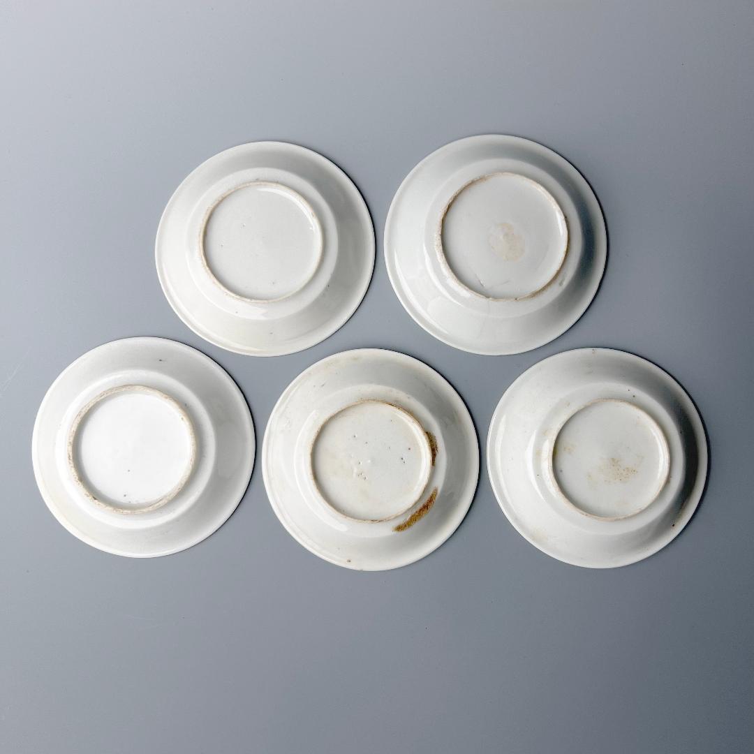 徳化窯 白磁陰刻寿紋皿 五客 白高麗 中国古玩 中国美術 旧家蔵出 A513