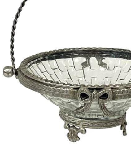 バスケット 小物入れ 真鍮 ガラス シルバー アンティーク 87131BL-SV