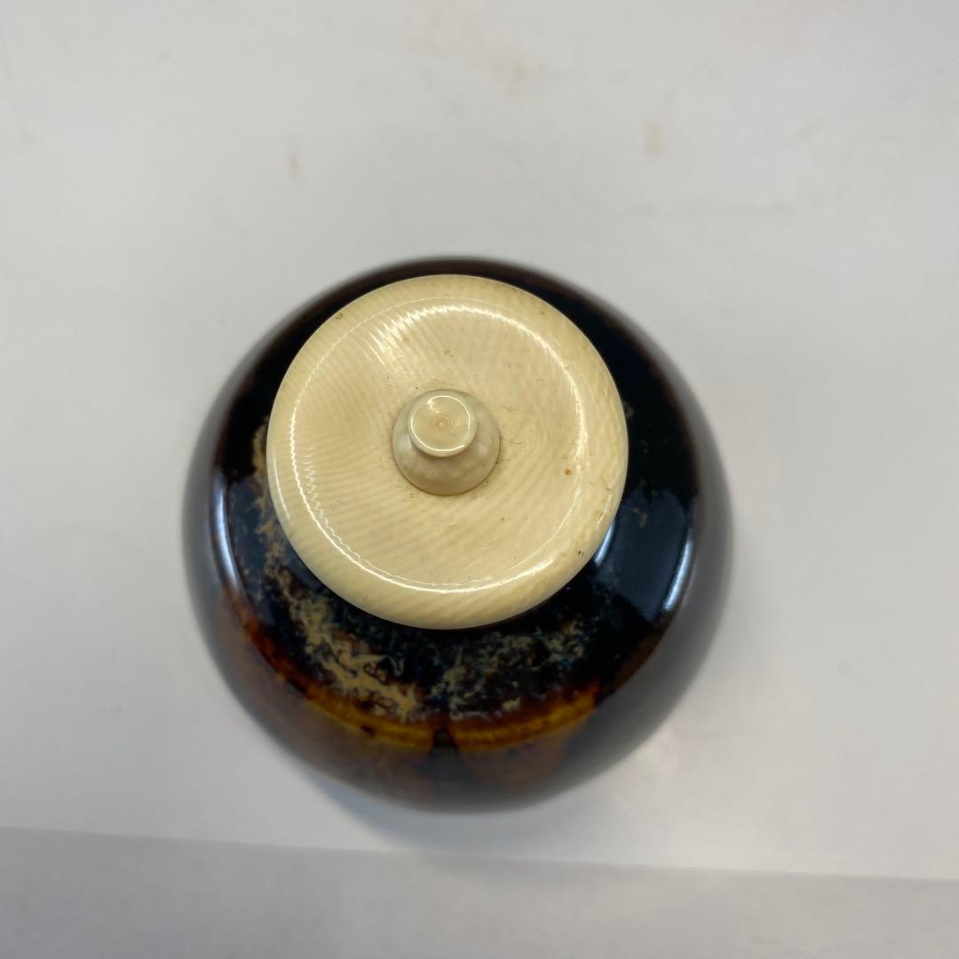 【茶道具】桶谷定一造　丸壺茶入（共箱）