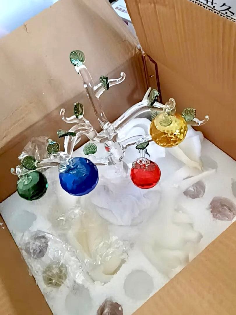 クリスタルスムースフルーツツリー透明樹枝リンゴ、アップル卓上センターピース飾り