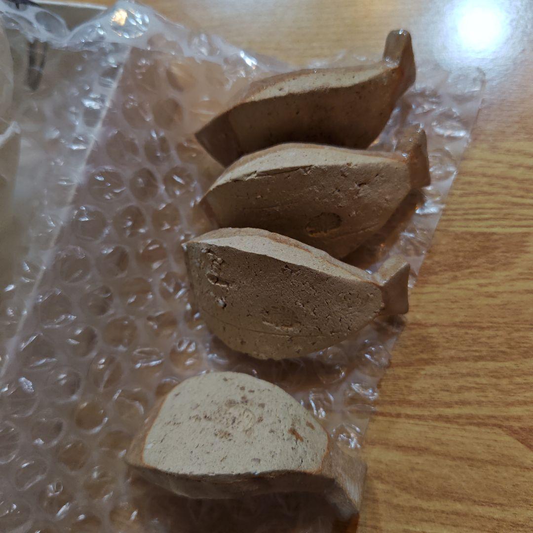 行人庵未使用リーフ型箸置き5点セット①葉っぱ型　窯元　梅尾行人　広島県萩市