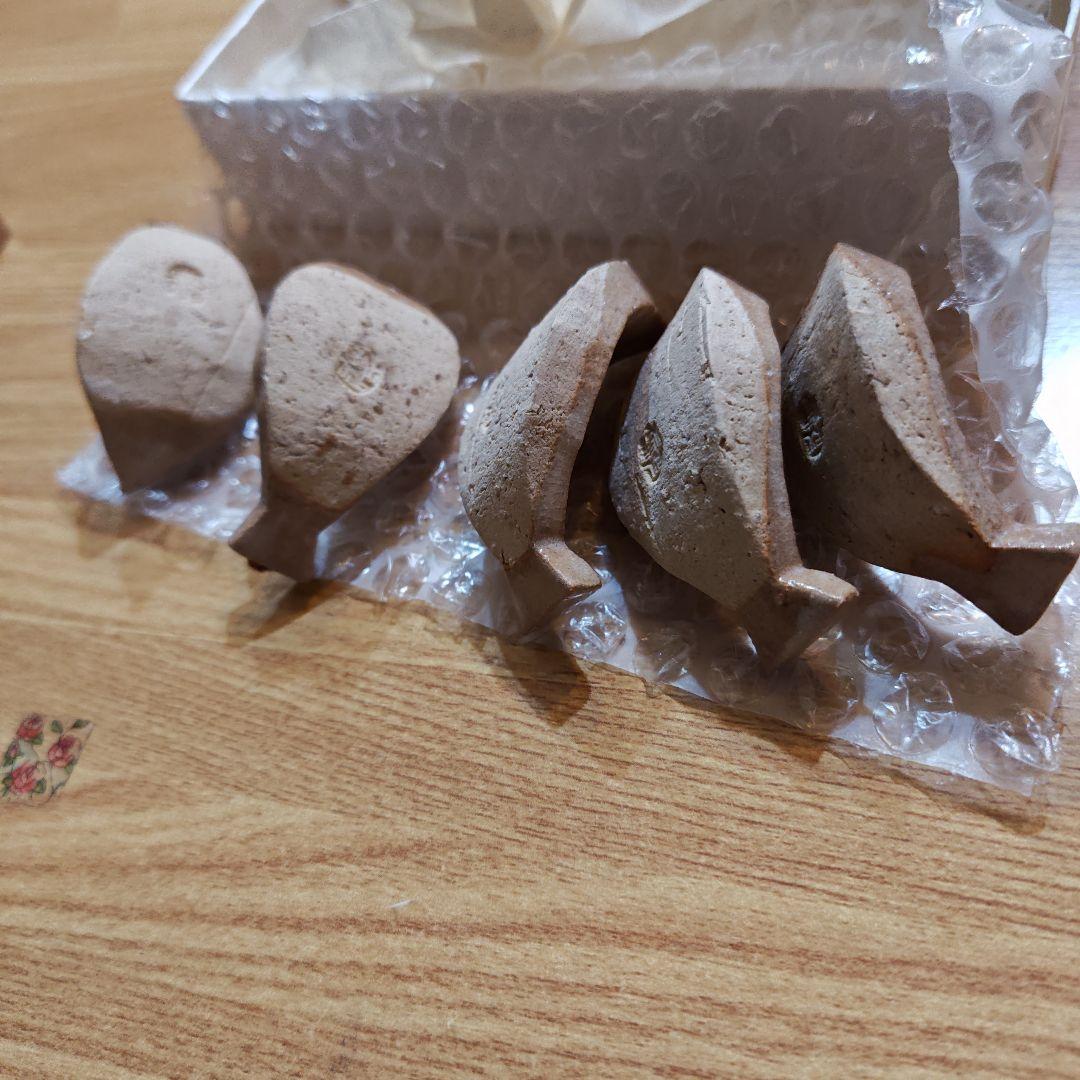 行人庵未使用リーフ型箸置き5点セット①葉っぱ型　窯元　梅尾行人　広島県萩市