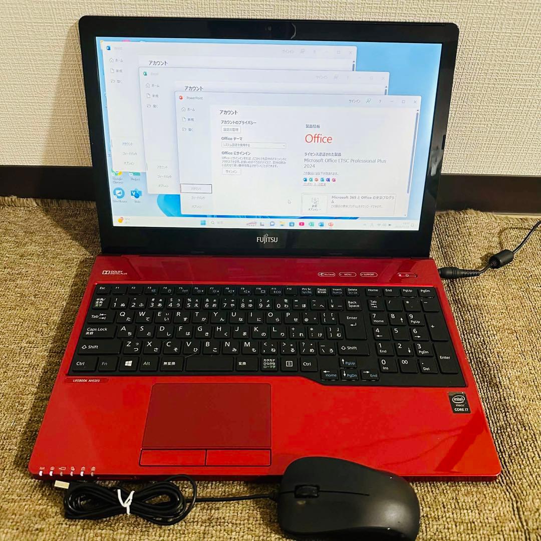 S184 Fujitsuノートパソコンi7メモリ8G高速 WEBカメラWin11
