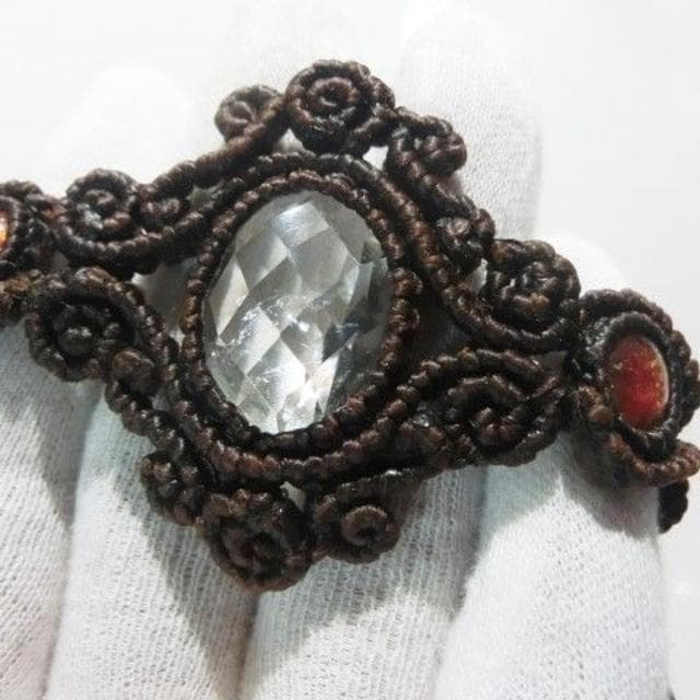 【レインボークォーツ】 虹入り水晶 サンストーン マクラメ ブレスレット