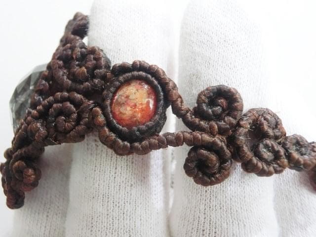 【レインボークォーツ】 虹入り水晶 サンストーン マクラメ ブレスレット