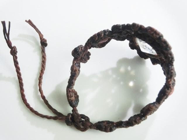 【レインボークォーツ】 虹入り水晶 サンストーン マクラメ ブレスレット