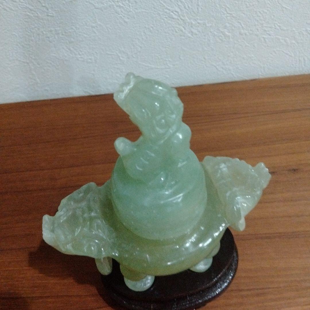 翡翠製 香炉 置物 木製台座付き
