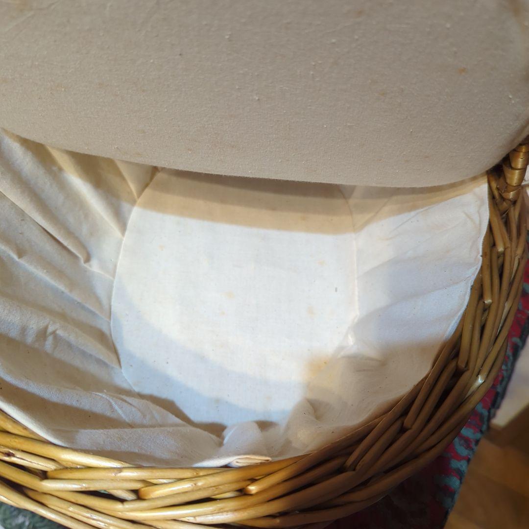 Plain タグ付籐製バスケット ノスタルジック花柄・ウサギ付きエモい・岩田産業