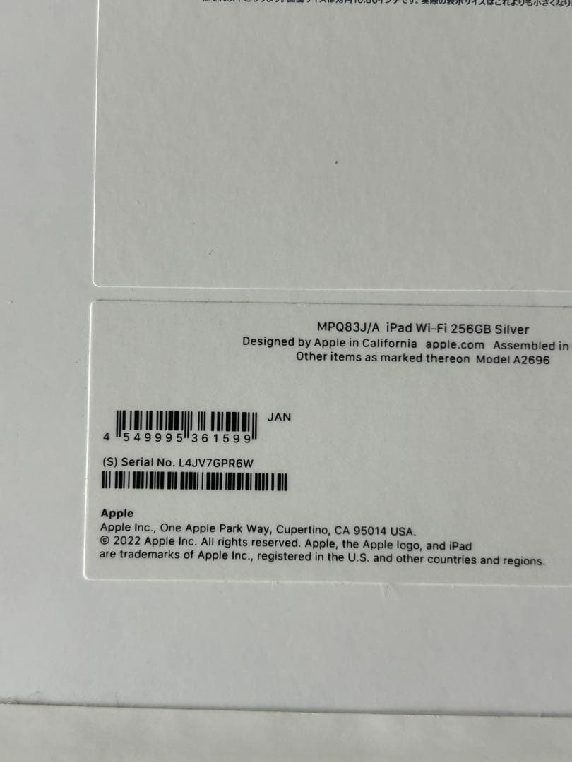 iPad 第10世代 10.9インチ Wi-Fi 256GB Apple 新品