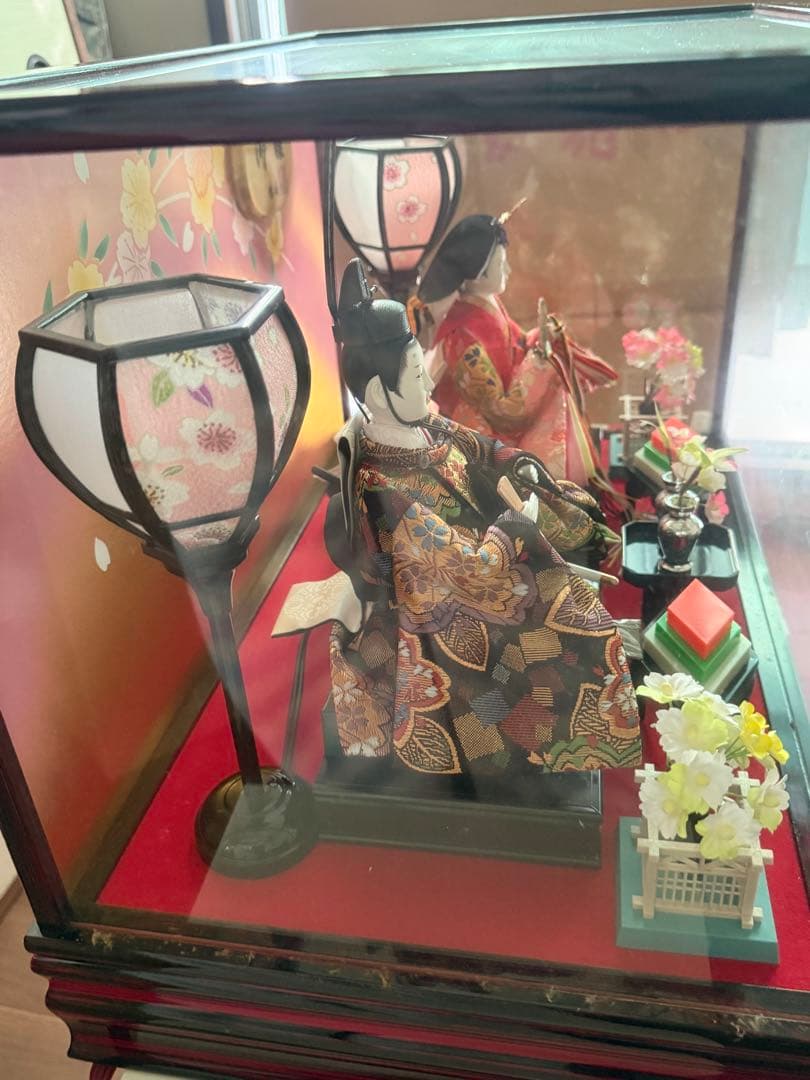 雛人形 親王飾り ガラスケース入り オルゴール付き