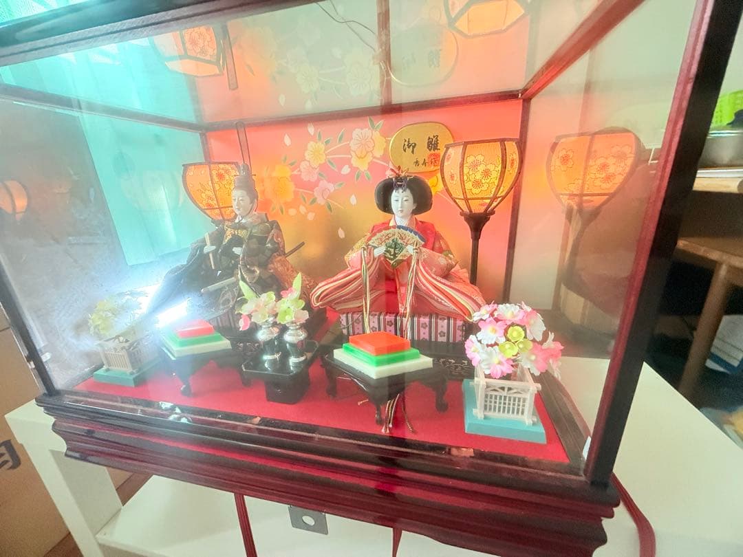 雛人形 親王飾り ガラスケース入り オルゴール付き