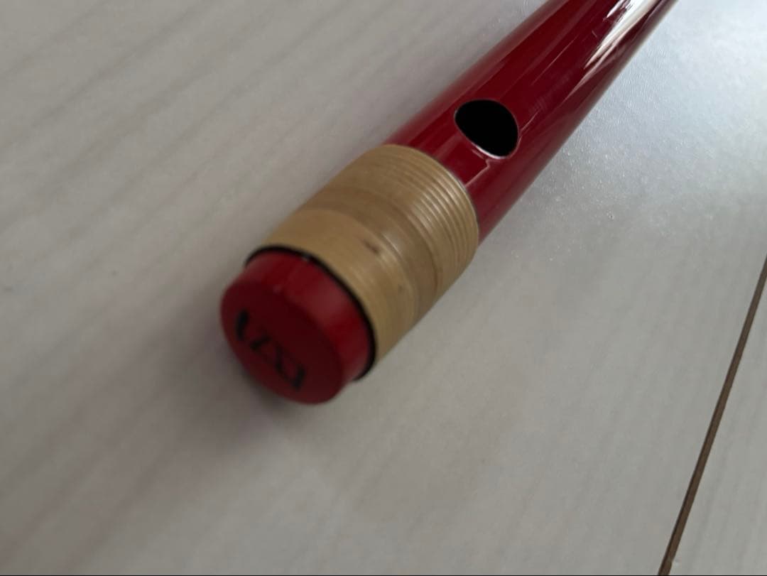 赤色 篠笛 木製 ケース付き 美品