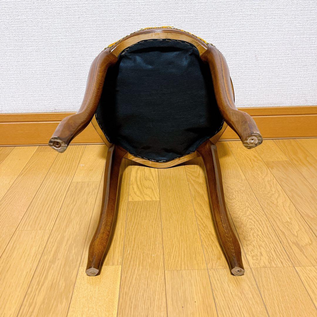 イタリア製 スツール 金華山織り 猫脚 アンティーク 彫刻 椅子 チェア