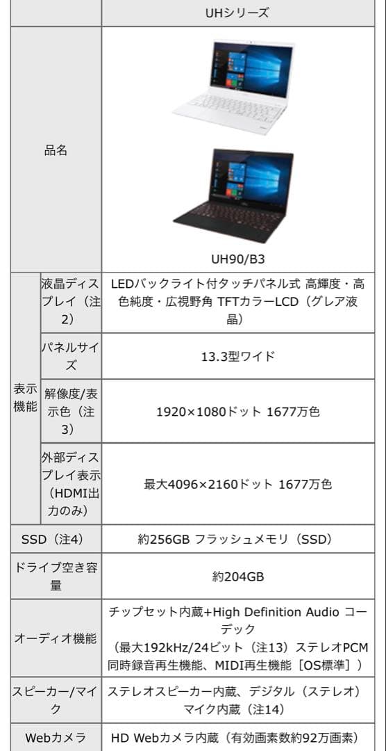 【富士通】FUJITSU FMVU9B3WDA LIFEBOOK PC
