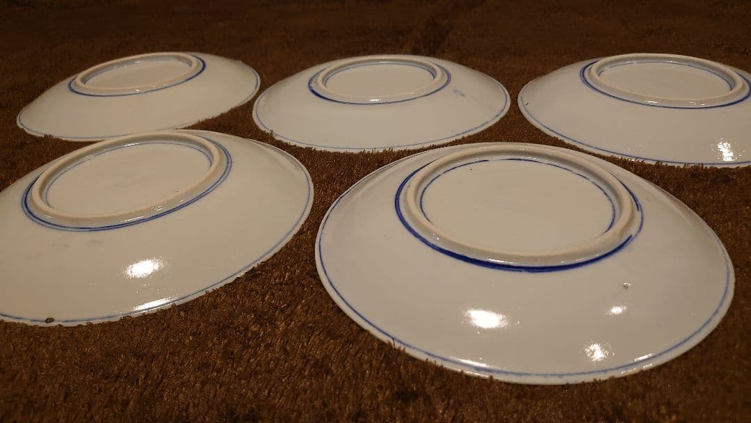 李朝　古染付　古伊万里　伊万里　染付　鳳凰の図　蔵出し　５客