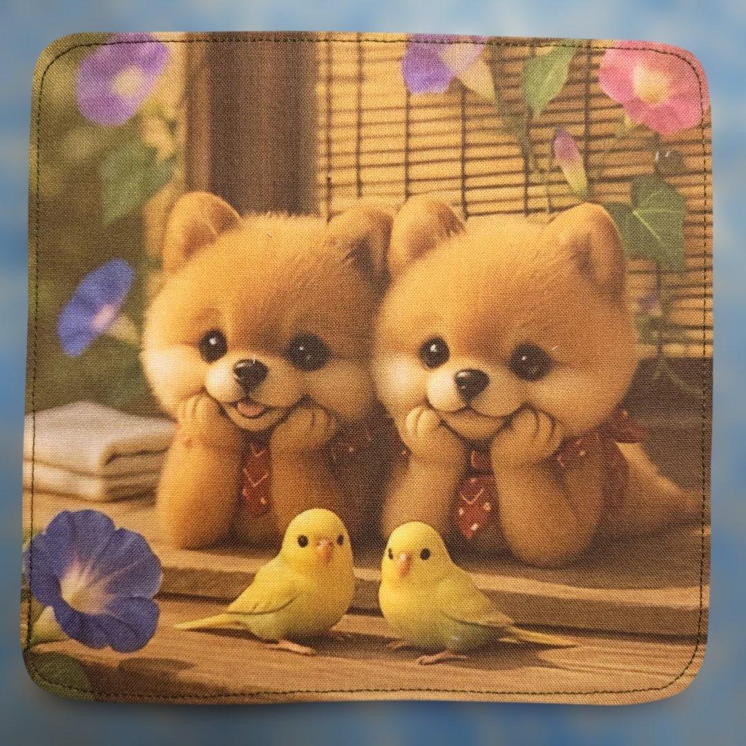 ピーチ　ハンカチ　ポメラニアンちゃん柄　19枚