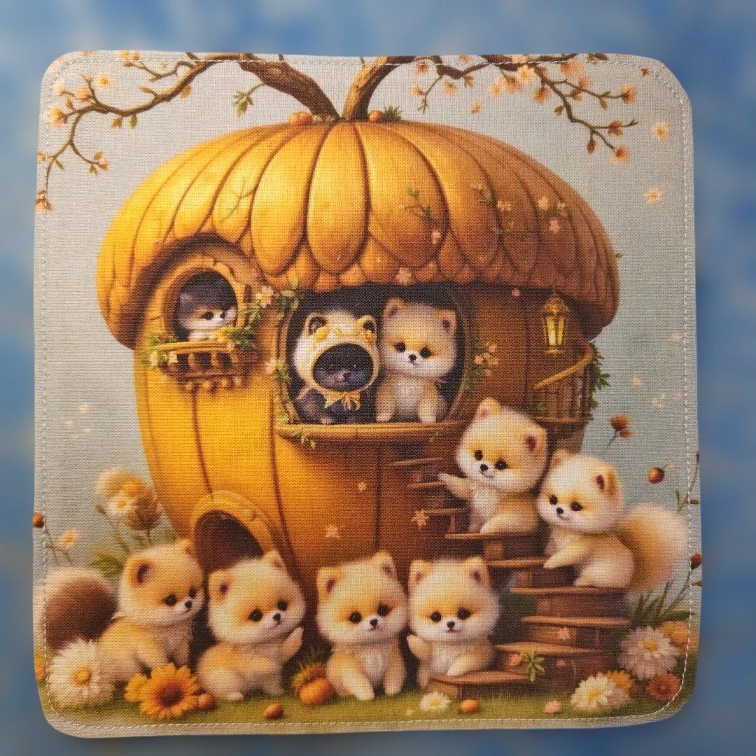 ピーチ　ハンカチ　ポメラニアンちゃん柄　19枚