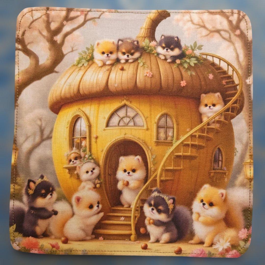 ピーチ　ハンカチ　ポメラニアンちゃん柄　19枚