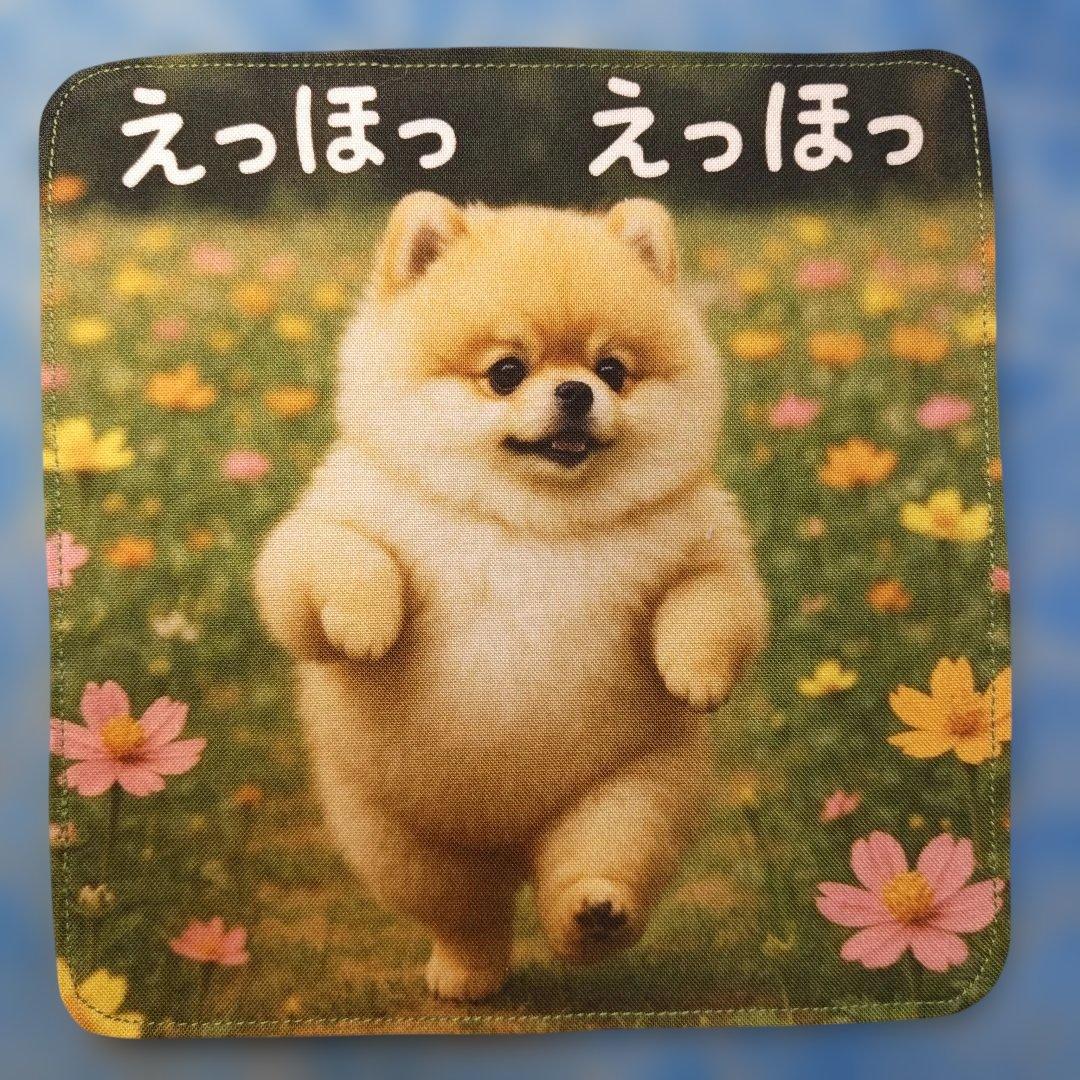 ピーチ　ハンカチ　ポメラニアンちゃん柄　19枚