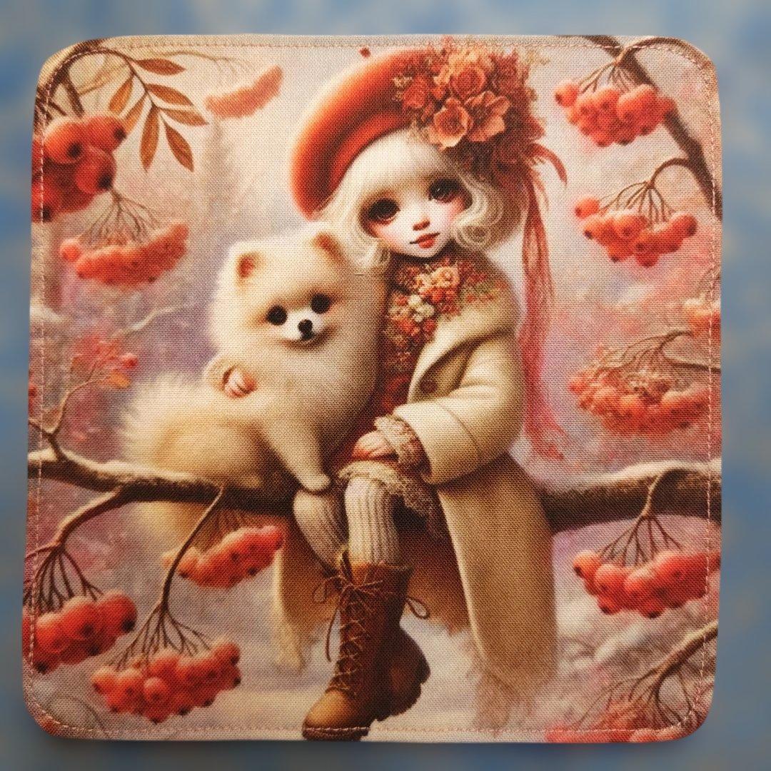 ピーチ　ハンカチ　ポメラニアンちゃん柄　19枚