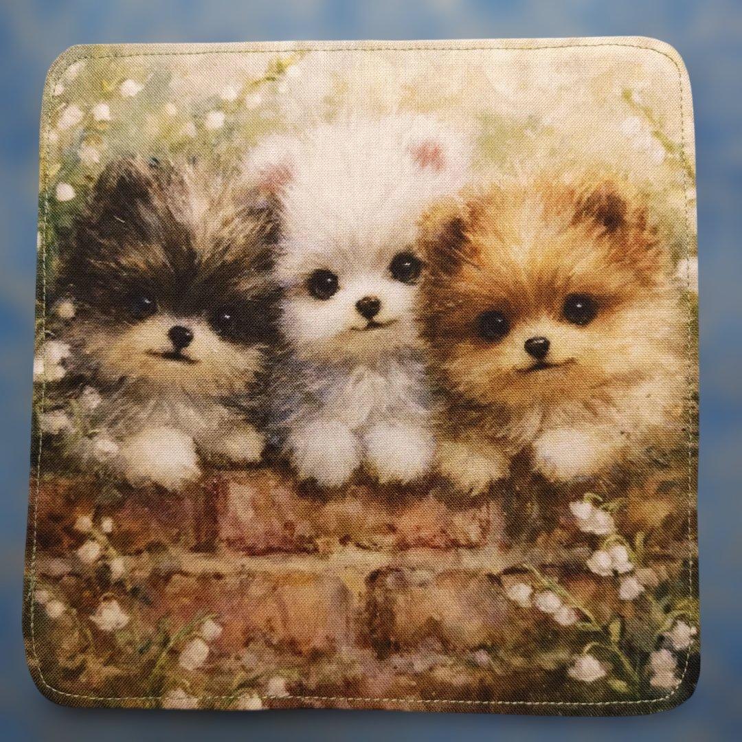 ピーチ　ハンカチ　ポメラニアンちゃん柄　19枚