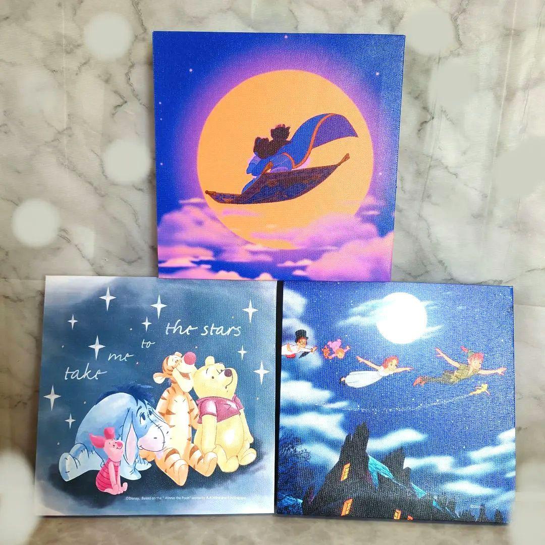 ディズニー　光るキャンバスパネル　インテリア　3点セット