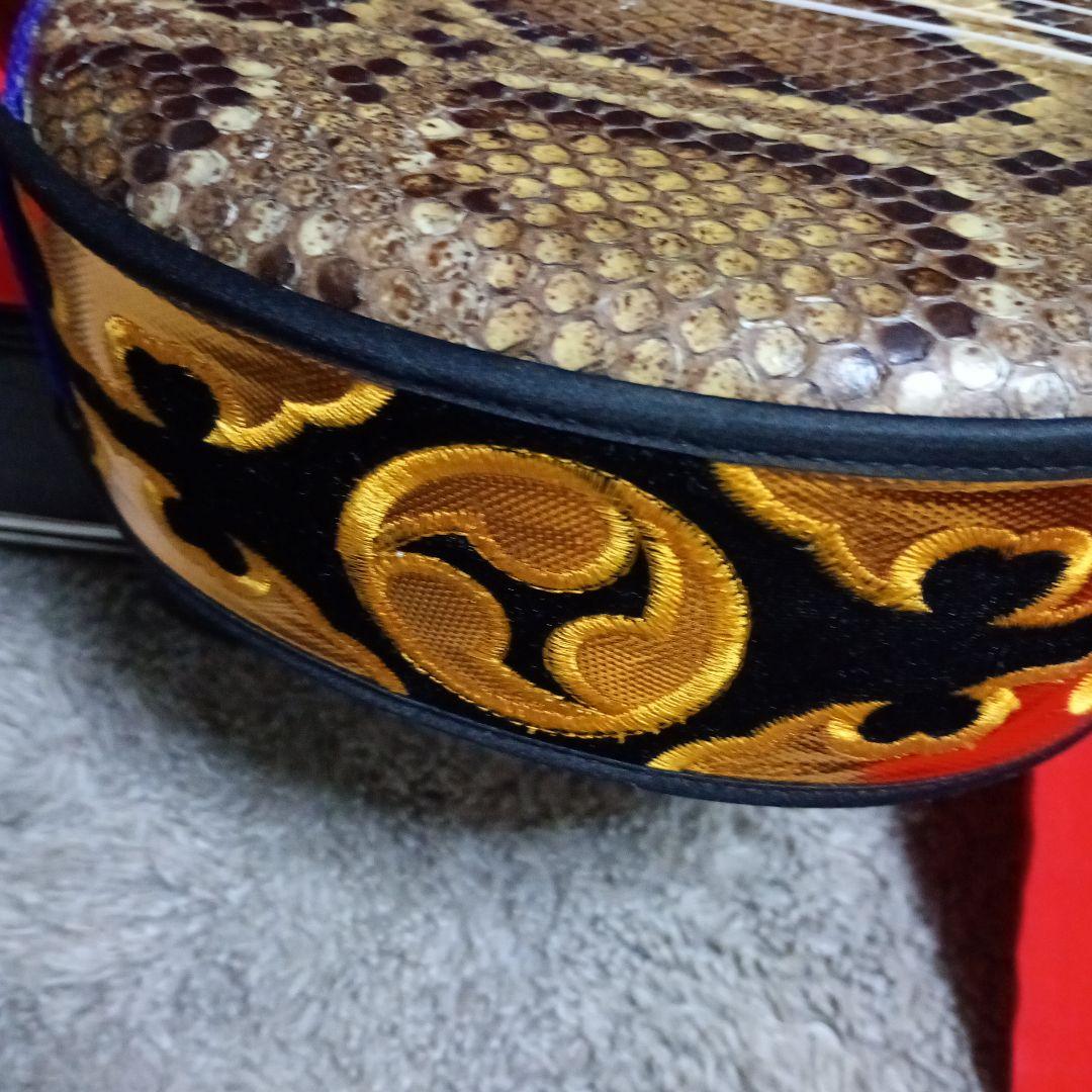 三線本体 ヘビ革 黒