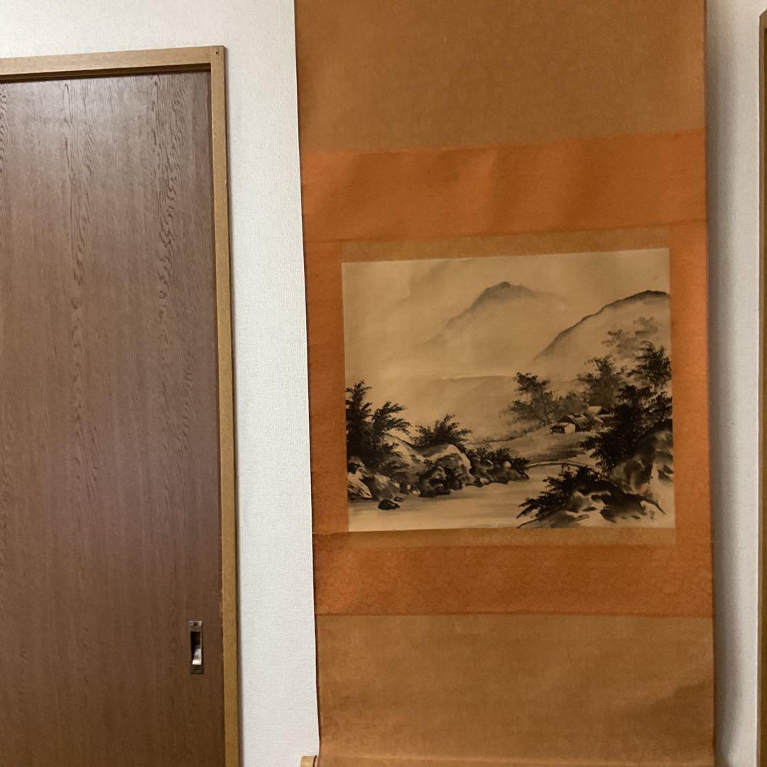 絹本水墨山水図 落款印譜在 作者不詳