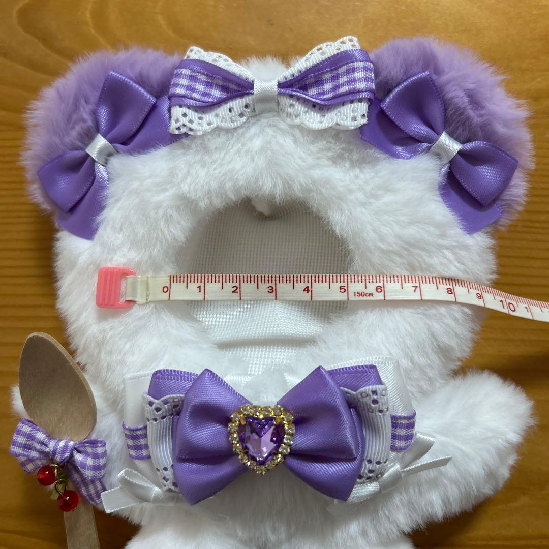 1人用クッション付き、持てるよ くまさん.12〜14cm/紫色❤︎お座りぬい服