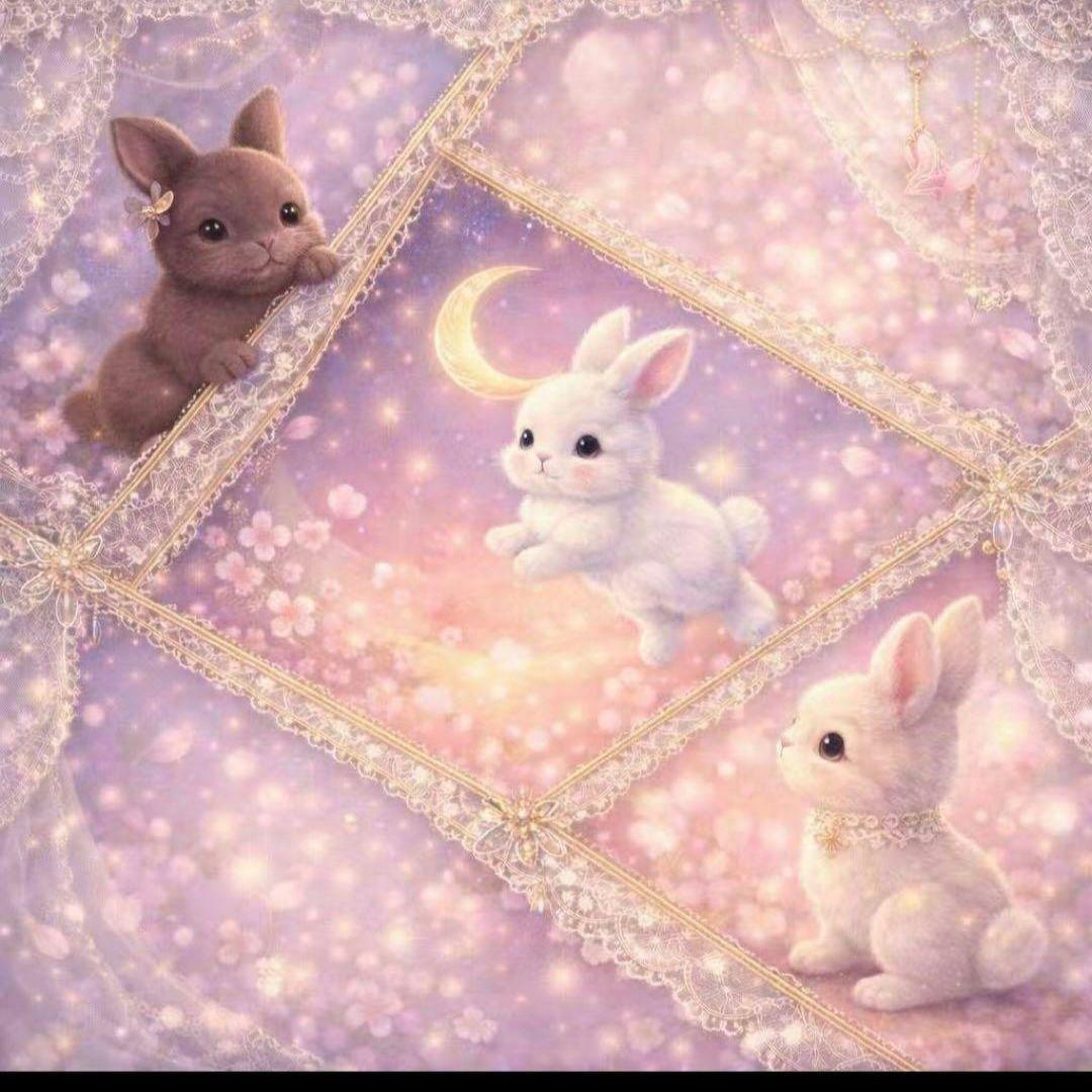 可愛いうさぎパネル生地　ハンドメイド