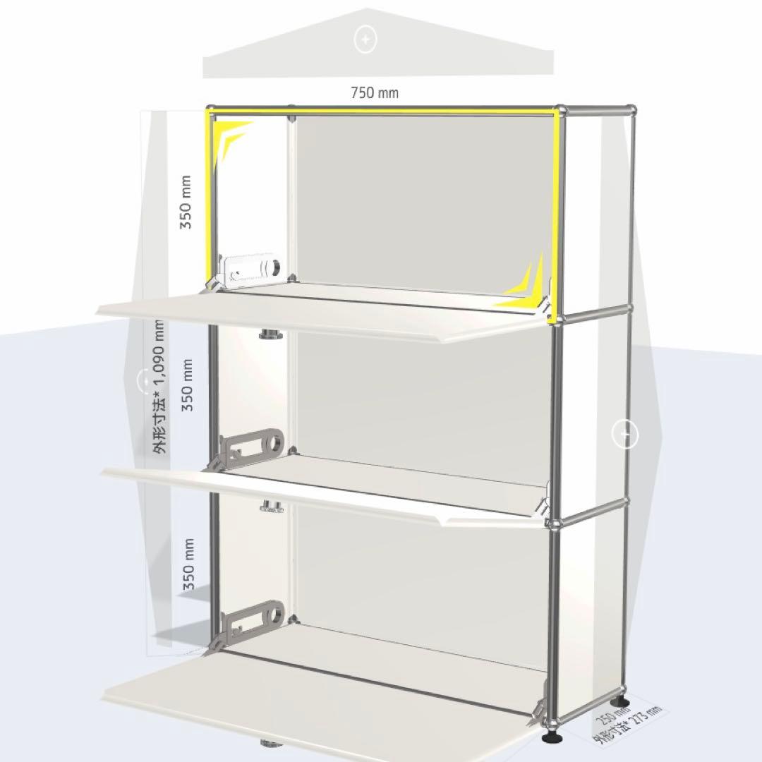 USMハラー　1列3段キャビネット　ピュアホワイト