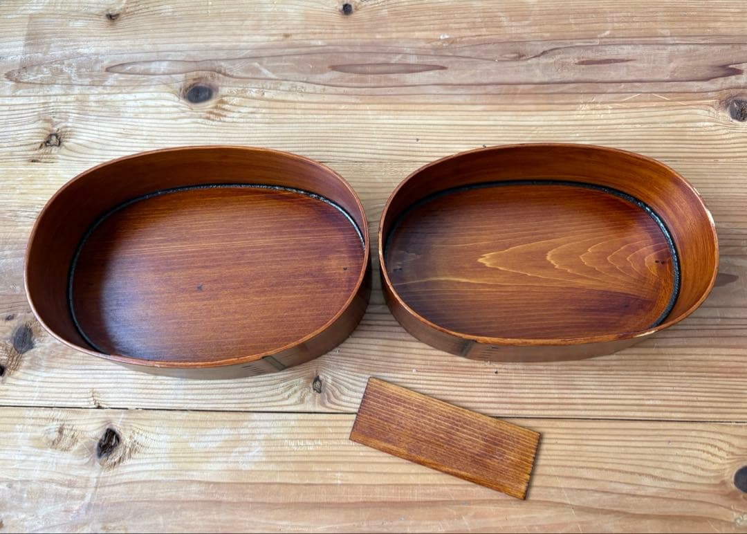 小坂屋漆器店 摺り漆 曲げわっぱ 弁当箱 仕切りつき【美品】