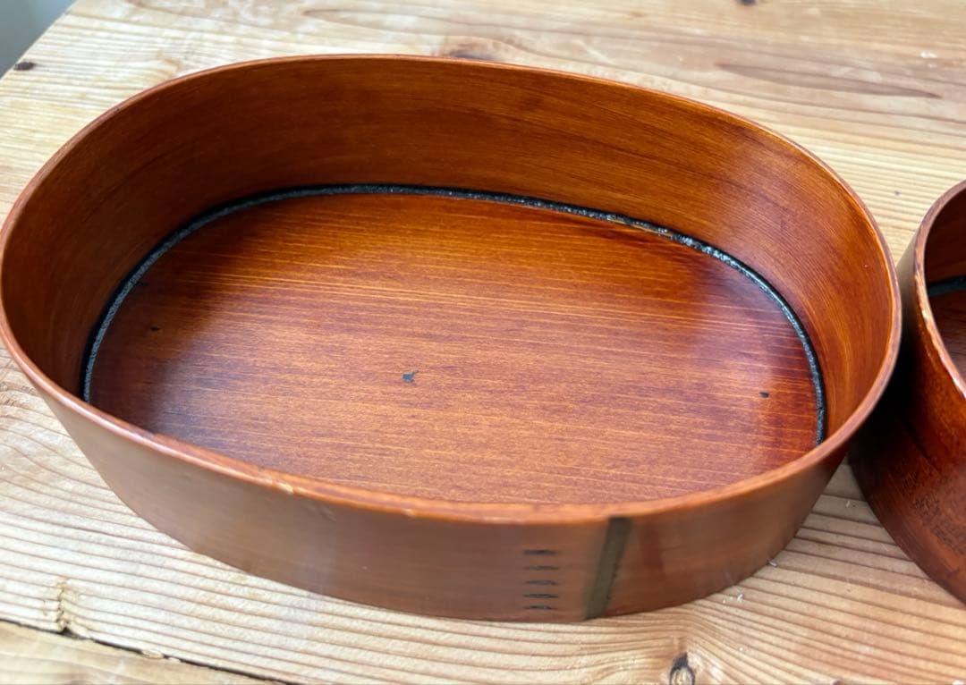 小坂屋漆器店 摺り漆 曲げわっぱ 弁当箱 仕切りつき【美品】